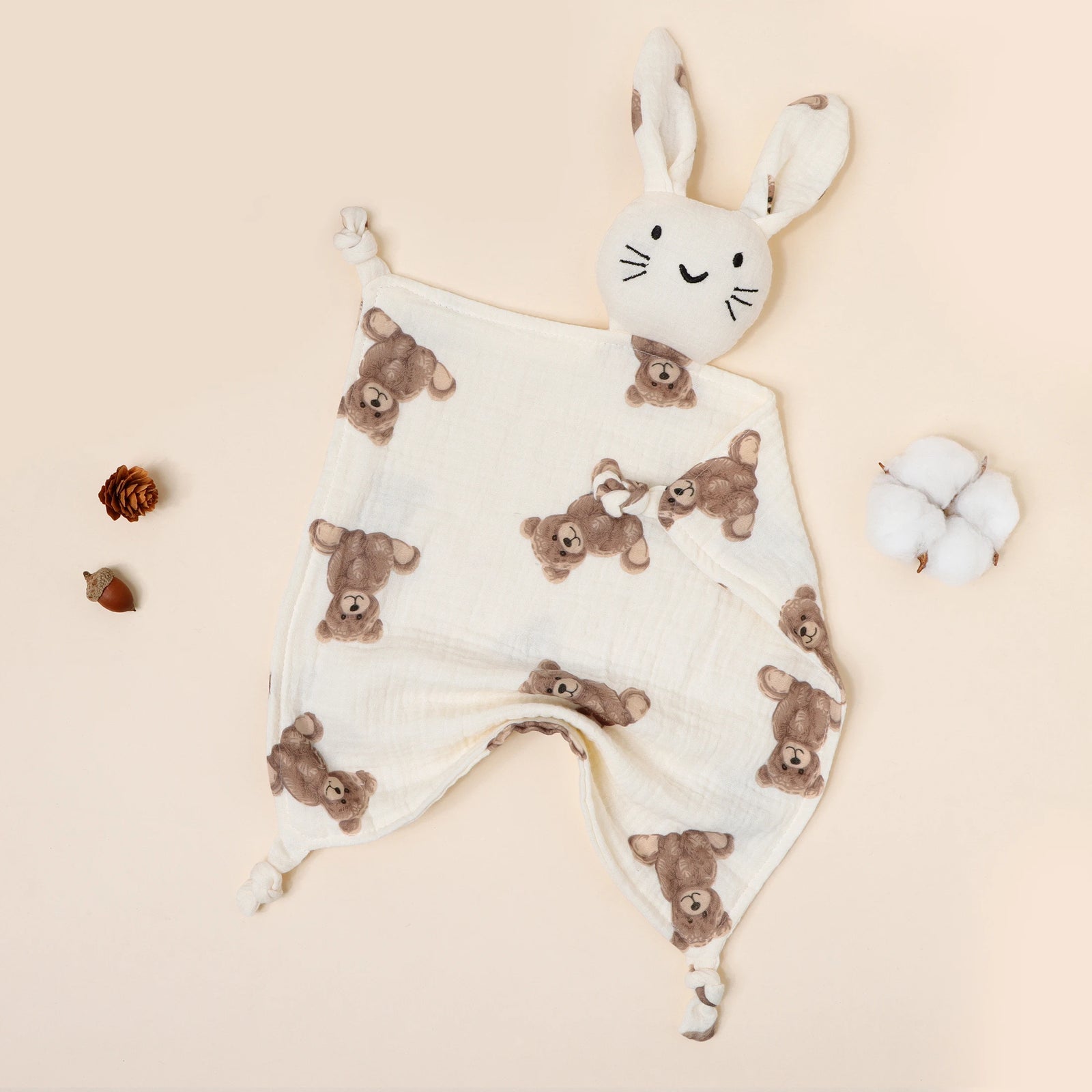 Pure Cotton Printed Cat Face Embroidery Rabbit Comfortable Blanket For Newborn Kids Stuffed Plush Toy Baby Saliva Towel Cat Doll