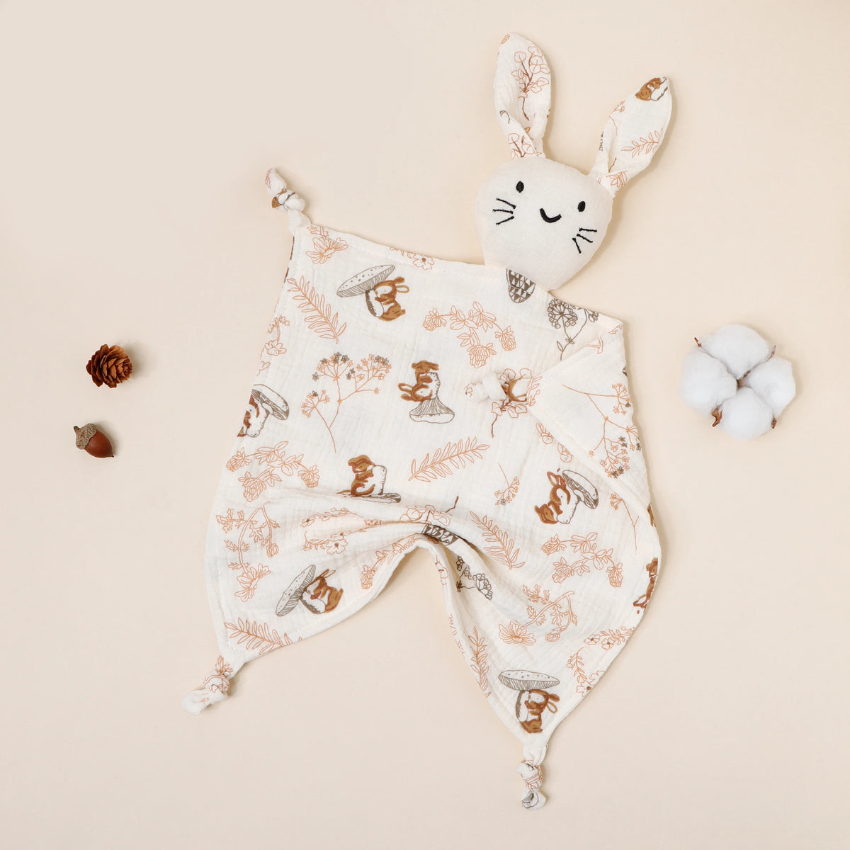 Pure Cotton Printed Cat Face Embroidery Rabbit Comfortable Blanket For Newborn Kids Stuffed Plush Toy Baby Saliva Towel Cat Doll