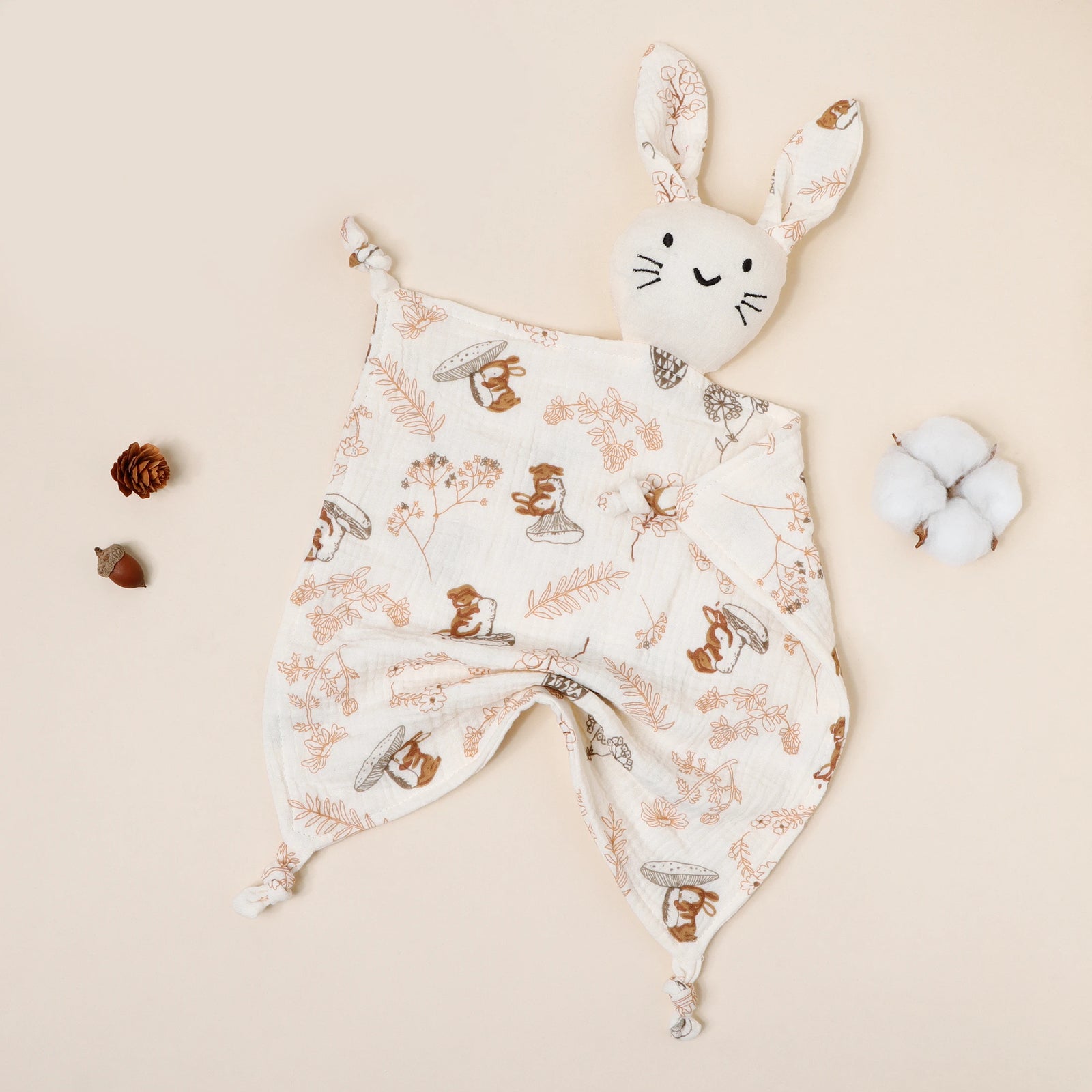 Pure Cotton Printed Cat Face Embroidery Rabbit Comfortable Blanket For Newborn Kids Stuffed Plush Toy Baby Saliva Towel Cat Doll