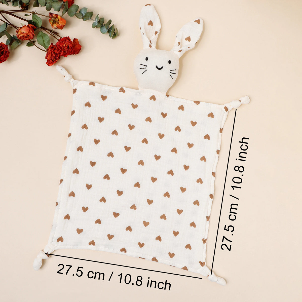 Pure Cotton Printed Cat Face Embroidery Rabbit Comfortable Blanket For Newborn Kids Stuffed Plush Toy Baby Saliva Towel Cat Doll